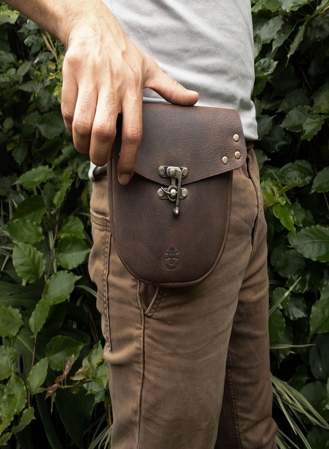 Valhalla Gear, Vintage Belt Pouch for Small Notebooks, Cellphone and Personal Items, Full Grain Leather Bag, Handmade Accessories, Bourbon Brown - Image 3
